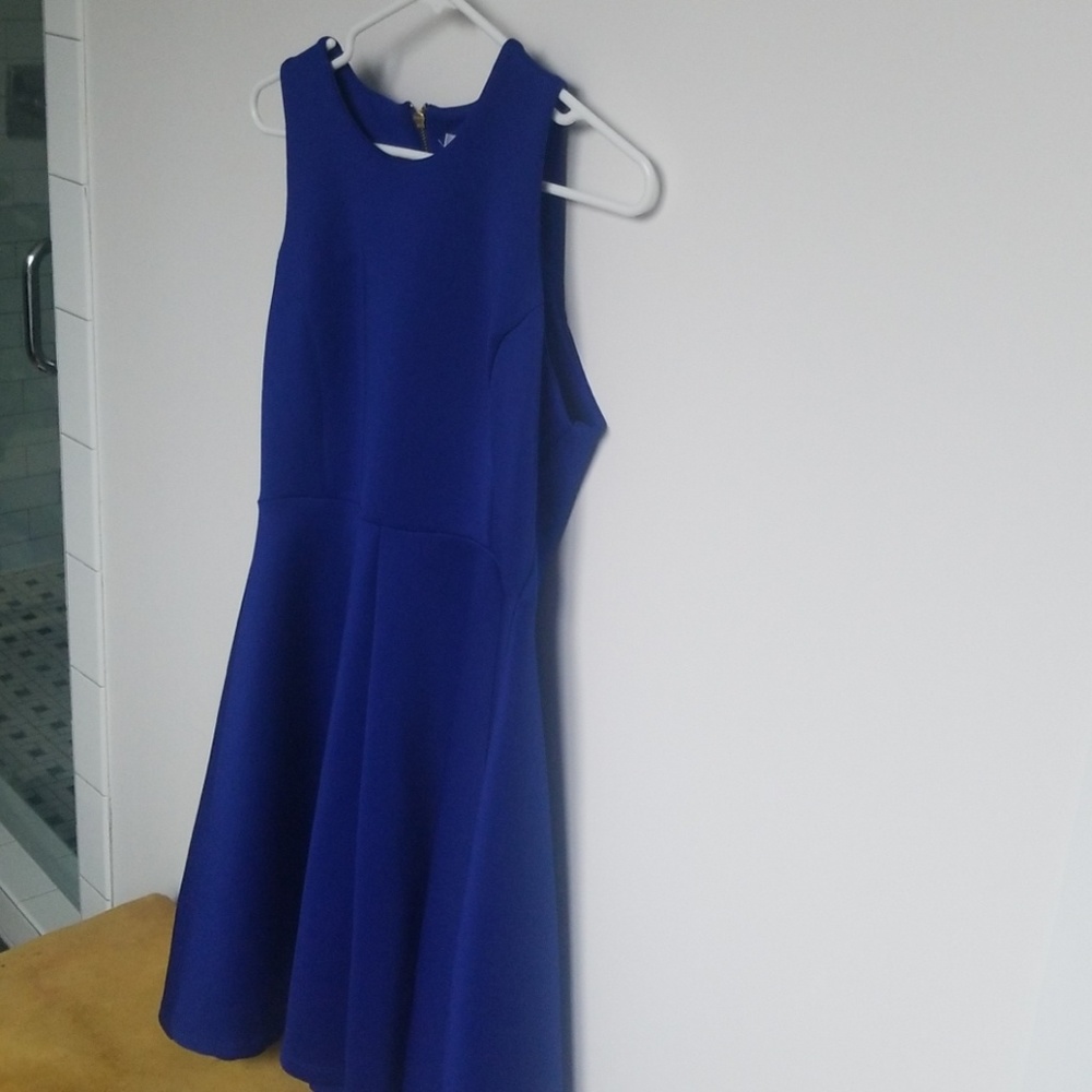 Royal blue cocktail dress.